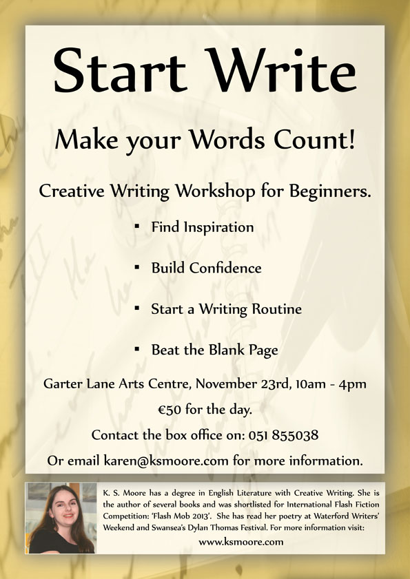 'Start Write' Creative Writing Workshop, taking place at Garter Lane Arts Centre, Waterford.