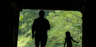 Father and daughter in silhouette